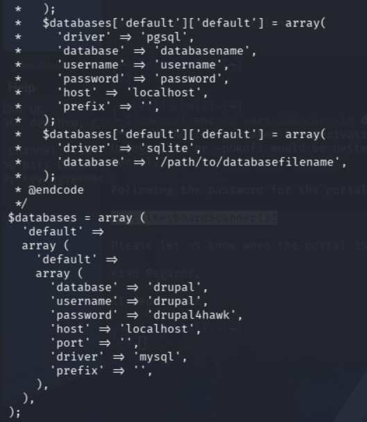 Credenciales de base de datos
